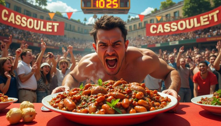 découvrez l’exploit incroyable du championnat du cassoulet 2025 où jérémy a dévoré 2,5 kg de cassoulet en moins de 7 minutes, établissant une nouvelle référence lors d’une compétition pleine de saveurs et de performances hors normes !